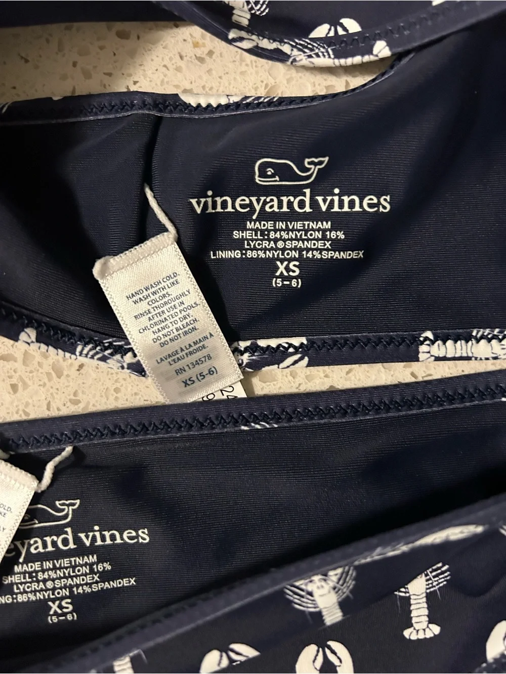 VINEYARD VINES Navy Bikini Set with White Lobster Print Size XS 5-6